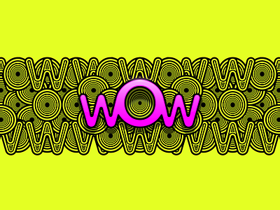 WOW funny letter pattern abstraction circle decor font funny graphic art graphic design hypnotic illustration letter line logo ornament pattern repeating vector vector art weave wow yellow