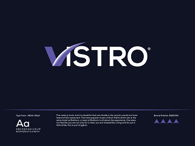 VISTRO - Restaurant Logo Design app application brand brand identity branding design briefbox check checkmark denim graphicdesign icon idenity logodesign logomark pin pinpoint restaurant app restaurant logo symbol ui