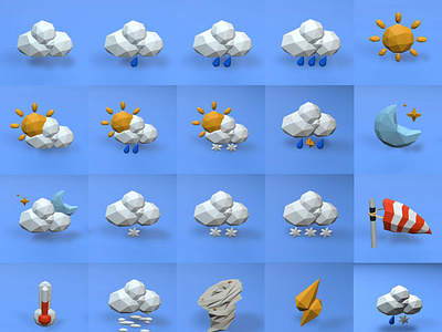 Lowpoly3D Weather Icon Set