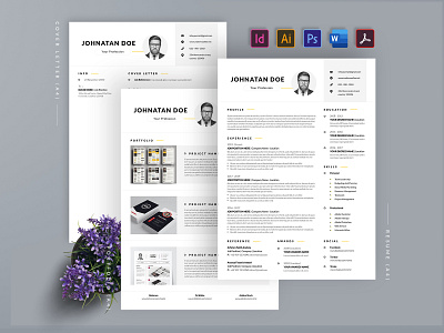 Resume / CV Template a4 clean cover letter creatiforest creative curriculum vitae cv cv design elegant minimal resume template