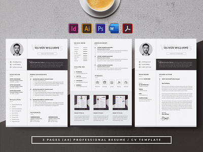 Monochrome & Minimal Resume/CV a4 cover letter creatiforest curriculum vitae cv cv design design minimal resume template resume word