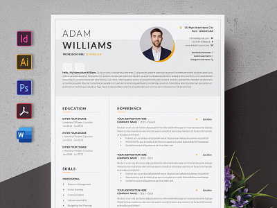 Modern CV Resume Template a4 clean cover letter creatiforest creative curriculum vitae cv cv design minimal resume template