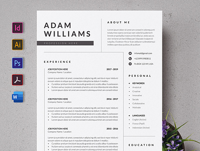 Simple CV Resume a4 clean creatiforest creative curriculum vitae cv cv design minimal resume template resume word