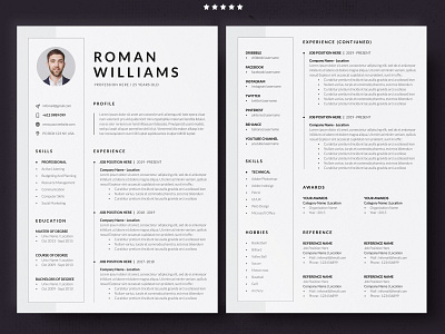 FREE 3 Page Resume or CV Template a4 clean cover letter curriculum vitae cv cv design free freebies minimal resume resume template