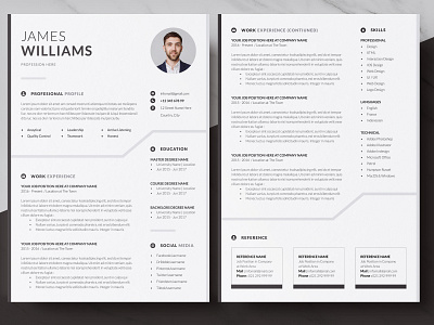 Professional 2 Resume Page a4 clean cover letter creative curriculum vitae cv cv design design minimal resume template
