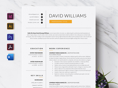 Resume / CV Template a4 clean cover letter creatiforest creative curriculum vitae cv cv design minimal resume template