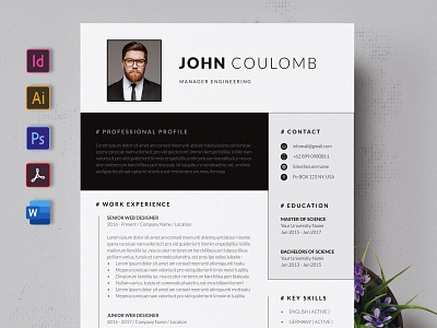 Resume or CV Template a4 clean cover letter creatiforest curriculum vitae cv cv design minimal resume template resume word