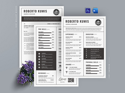 Resume / CV Template a4 blue resume clean cover letter creatiforest creative curriculum vitae cv cv design elegant minimal modern modern resume resume resume simple resume template resume word simple