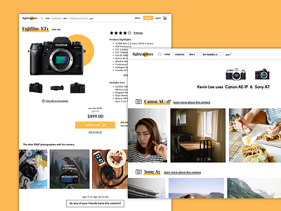 Capture the Light camera ecommerce product page ui ux web design