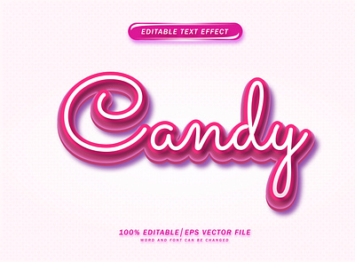 Candy 3d Sweet Text Style Effect Editable 3d business candy cute design editable font editable font effect graphich illustration logo merry christmas minimal realistic red sweet text effect vector white