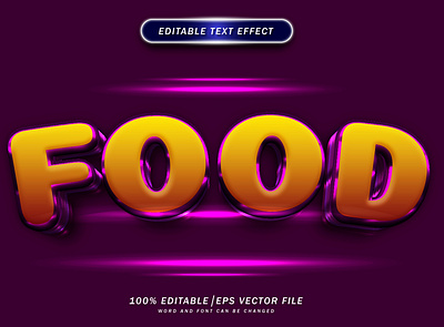 Food 3d Text Style Effect Editable 3d business cute delicious design editable font effect food gradient happy hot illustration logo type meal minimal text style title vector