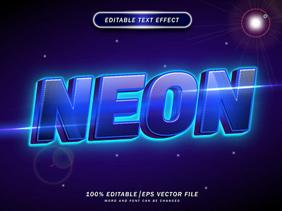 Blue Neon 3d Text Style Effect Editable