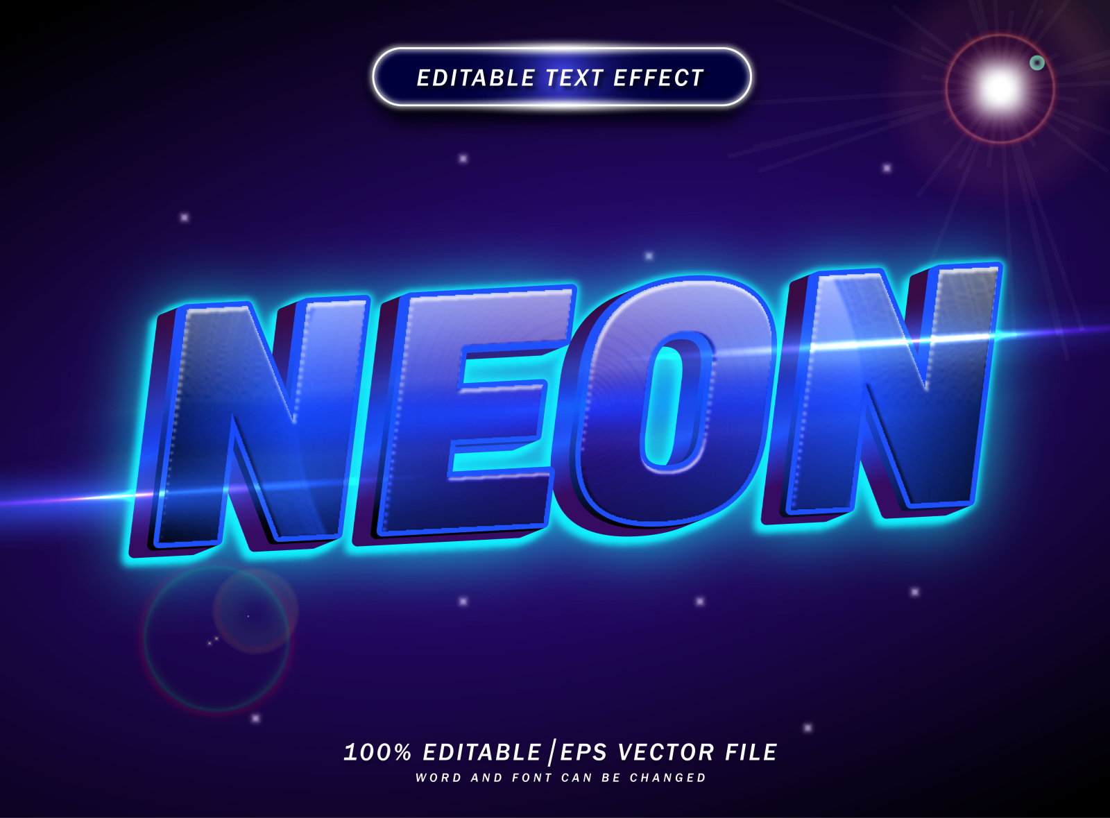 Blue Neon 3d Text Style Effect Editable by Nur Alfarizi on Dribbble