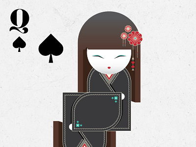 Queen of Spades card kokeshi playing card queen spades vector