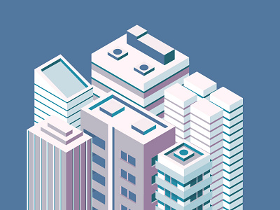 Isometric Buildings angle buildings city downtown illustration isometric muted perspective roof rooftop