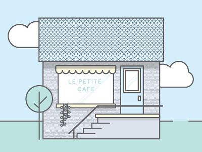 Le Petite Cafe building cafe illustration scallops
