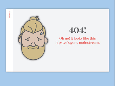Gone Mainstream 404 hipster illustration interaction mainstream minimal mockup prototype sad ui ux wireframe