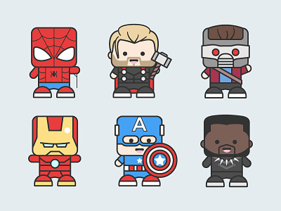 Avengers avengers black panther captain america flat guardians of the galaxy illustration iron man spiderman thor
