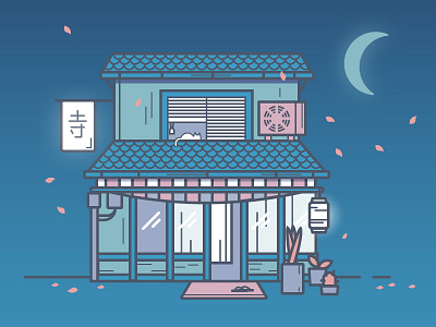 Japanese Storefront 2d asian building flat house illustration japan line art storefront