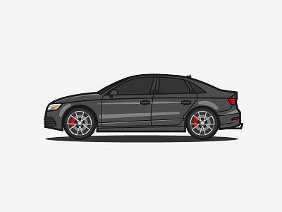 Audi S3 audi auto automobile car flat grey illustration outline rs5 vector