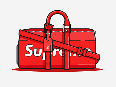 Travel in Style 2d bag duffel flat highlights illustration louis vuitton outline red shadows supreme travel
