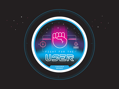 Fight for the User 2d gradient illustration retro sticker tron ux