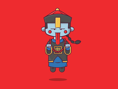 Day 2: Mindless 2d asian cartoon character chinese cute design flat illustration inktober inktober2019 vector zombie