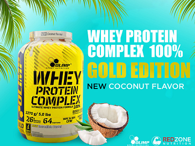 whey protein complex cocoanut new design branding design photoshop post