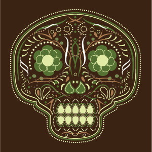 Diadelosmuertos Final decorative line art paisley skulls