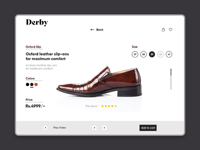 Derby Shoes shoe website design. ui interface design web design ui web template web ui