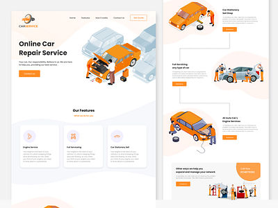 Car Repair Landing Page carrepair designwebsite landingpagedesign onlinecarrepairui ui uidesign uilandingpage uiux userinterface