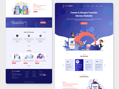 Money Transfer Landing Page designui landing page landingpageui moneyexchangeui moneytransferui uidesign uidesigns uiux userinterface visual design website design