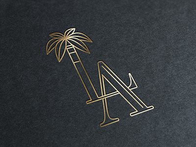 LA Firm elegant fancy gold la logo outline palm tropical
