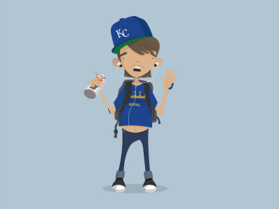 Be Royal - Tag It. baseball character flat illustration kansas city royals