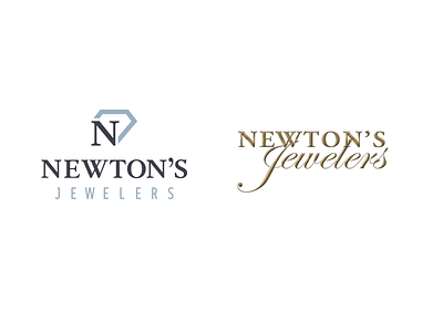 Newtons Now & Then flat design jewelry logo new and old logo