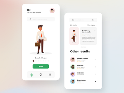 Find Your New Employee app employee illustration interfacedesign typography ui ux web website xd