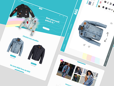 BEE - CUSTOM JACKET SHOP 70s branding clothes colorful customization design landing page ui ux web design