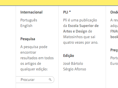Footer black blue camingodos footer magazine portugal search typography web white yellow