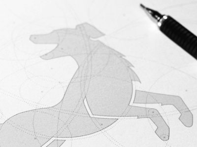 Dog Logo animal logo aussie australian circles construction dog gridlines guidelines guiding grids icon design icon designer iconographer iconography identity designer logo design logo designer progress shepard symbol symbol designer