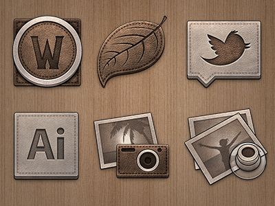 Leather icons coda icons illustrator iphoto leather mac osx preview twitter warcraft
