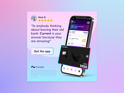 Ad banner with feedback ad banner card current gradient review startup