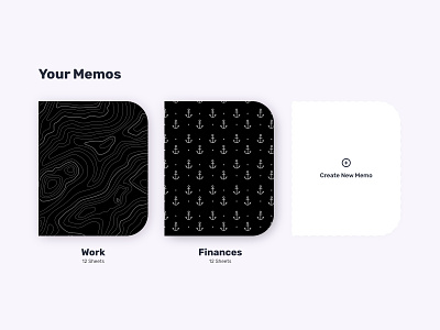 Memos and notebooks for #MemoApp #usememo adobexd madewithxd memos notebook notes patterns ui ux
