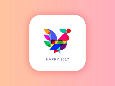 Happy 2017! 2017 app cheers dribbble icon illustration mobile new year rooster ui ux