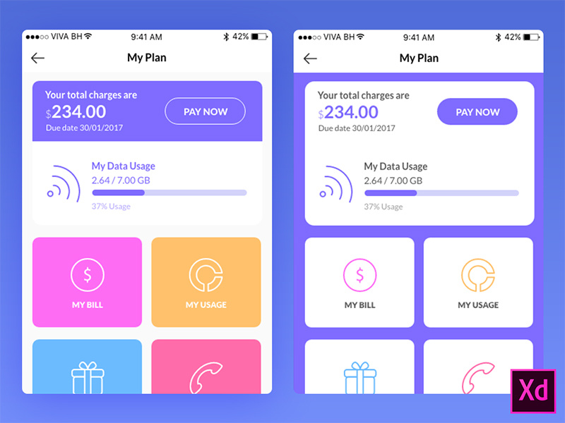 Adobe Xd Freebie - Mobile Data Usage internet download free freebie adobexd adobe xd usage data