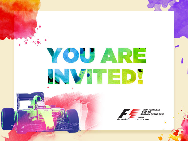 Formula One emailer invite splashes illustrations psd edm e-invite colorful colours splash emailer invite