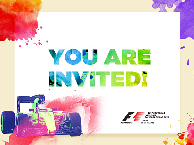 Formula One emailer invite colorful colours e invite edm emailer illustrations invite psd splash splashes