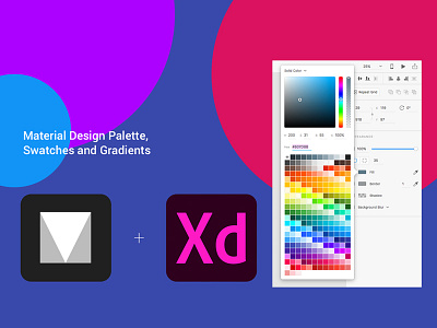 Freebie - Material Design Color Palette for Adobe Xd adobe adobexd cards design experiencecc free freebie gradients material palette swatches xd