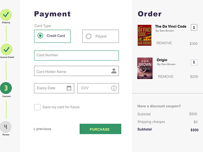 credit card checkout page