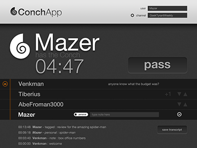 ConchApp : Active user interface