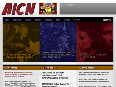 Ain't It Cool News : Redesign - Home Page 0.002 aicn aint it cool news home page redesign